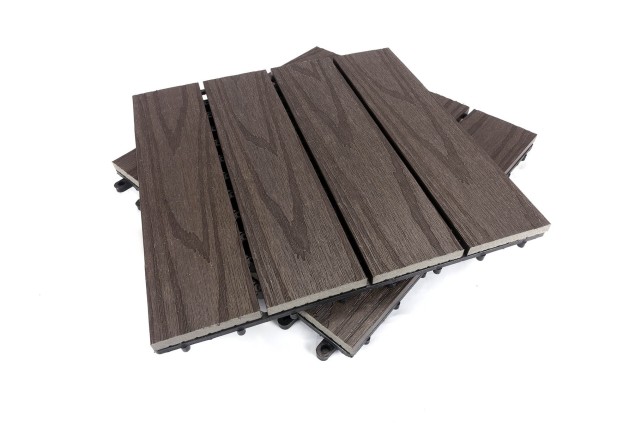 WPC Dřevoplastové terasové dlaždice Co-extrusion 300 x 300 x 21 mm, CLICK&GO, Walnut