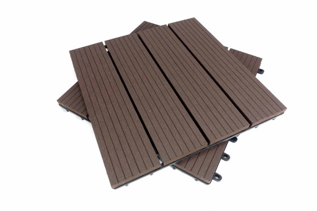 WPC Dřevoplastové terasové dlaždice 300 x 300 x 22 mm, CLICK&GO, Mocha