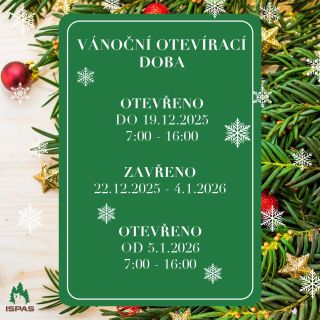 📅Vánoční otevírací doba Do 19.12.2025 máme v kamenné prodejně ve Zlatníkách otevřeno každý všední den. ⏰7:00 - 16:00...